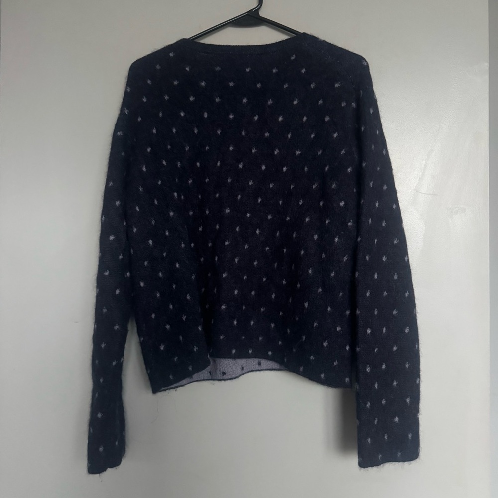 Vince Starry Dot Mohair & Alpaca Blend Crewneck Sweater Navy Blue Medium - Picture 5 of 6